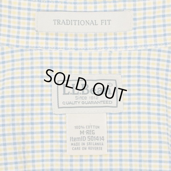 画像2: 00's L.L.Bean S/S シアサッカーボタンダウンシャツ “Blue×Yellow Plaid” (2)