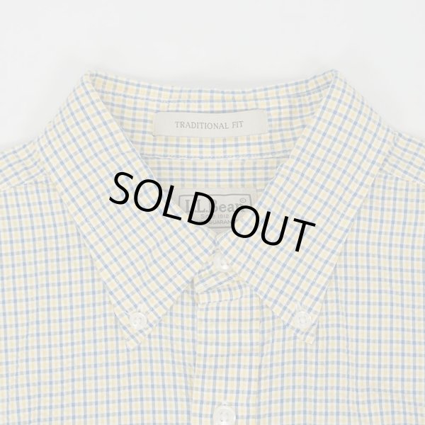 画像3: 00's L.L.Bean S/S シアサッカーボタンダウンシャツ “Blue×Yellow Plaid” (3)