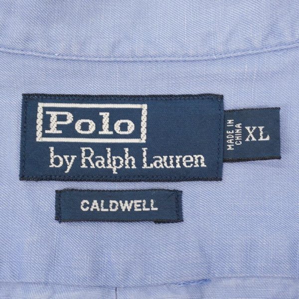画像2: 90's Polo Ralph Lauren S/S オープンカラーシャツ “CALDWELL / LINEN×SILK / 裾ポニー” (2)