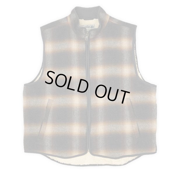 画像1: 00's L.L.Bean ボアライナー ウールベスト "Ombre Plaid" (1)