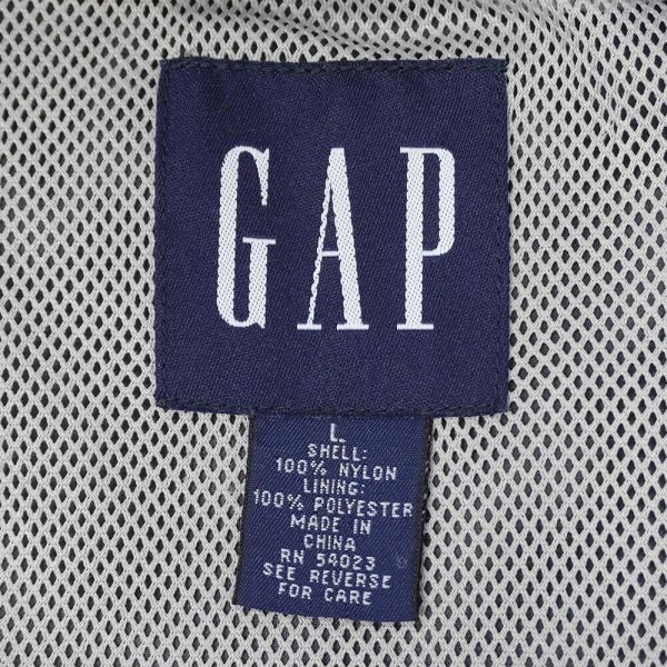 画像2: 00's OLD GAP ナイロンフーディーベスト "BLACK" (2)