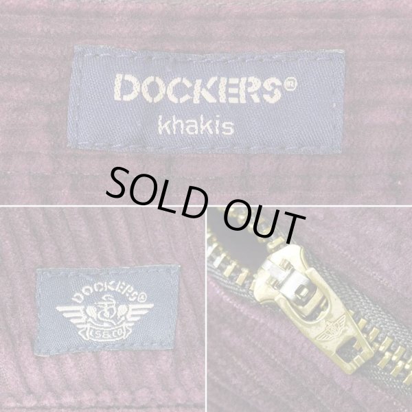 画像3: 00's DOCKERS 2タック 太畝コーデュロイトラウザー "Burgundy /  W34 L30" (3)