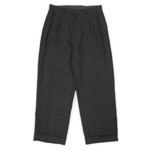 画像1: 90's Polo Ralph Lauren 2タック リネントラウザー "BLACK / 実寸W32 L28" (1)