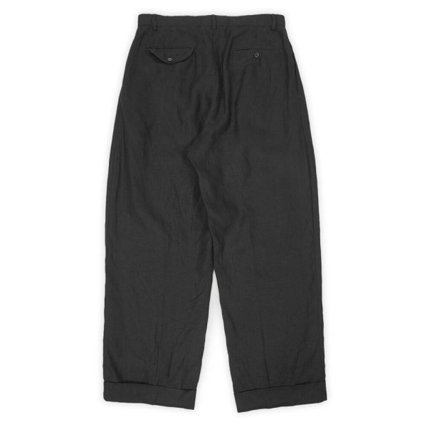 画像2: 90's Polo Ralph Lauren 2タック リネントラウザー "BLACK / 実寸W32 L28" (2)