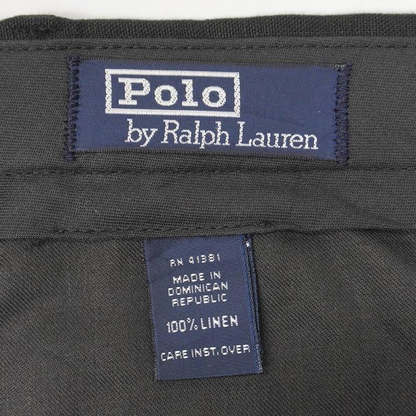 画像3: 90's Polo Ralph Lauren 2タック リネントラウザー "BLACK / 実寸W32 L28" (3)