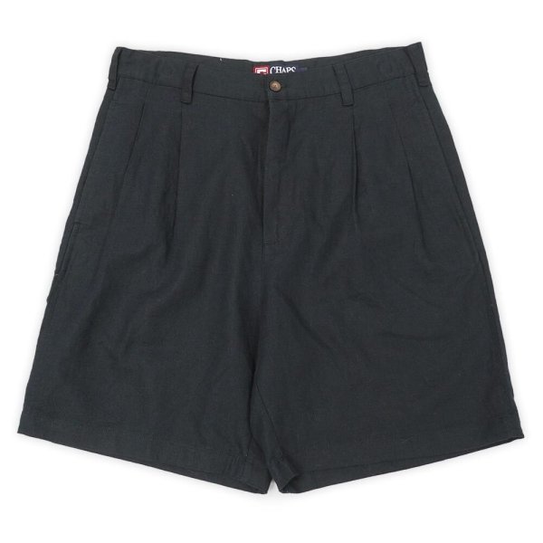 画像1: 00's CHAPS Ralph Lauren 2タック リネンコットンショーツ "BLACK" (1)