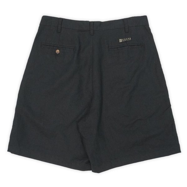 画像2: 00's CHAPS Ralph Lauren 2タック リネンコットンショーツ "BLACK" (2)