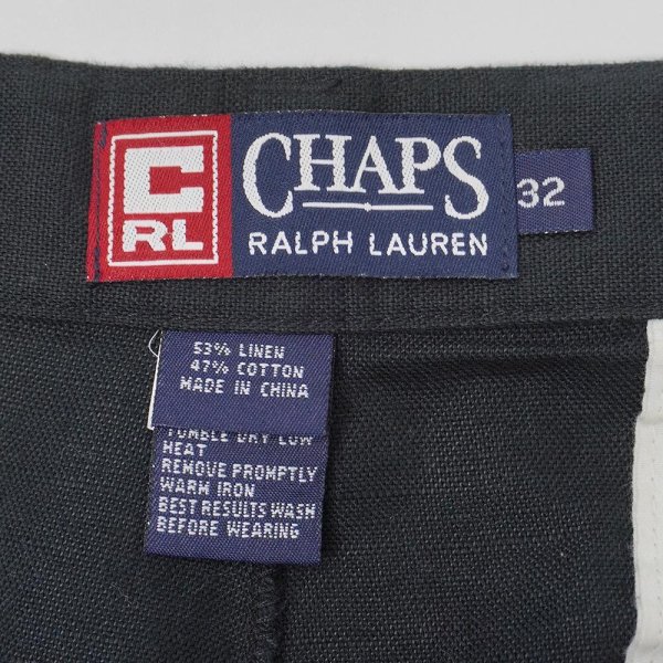 画像3: 00's CHAPS Ralph Lauren 2タック リネンコットンショーツ "BLACK" (3)