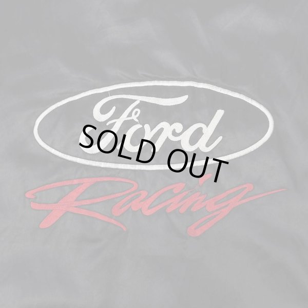 画像4: 90's Ford ロゴ刺繍 ナイロンサテンスタジャン "MADE IN USA / BLACK" (4)