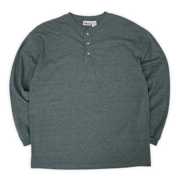 画像1: 90's BASIC EDITIONS L/S ヘンリーネックカットソー "CHACOAL GRAY" (1)