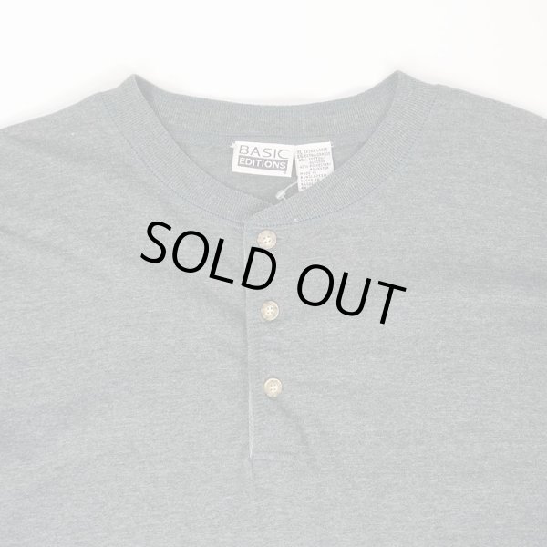 画像2: 90's BASIC EDITIONS L/S ヘンリーネックカットソー "CHACOAL GRAY" (2)