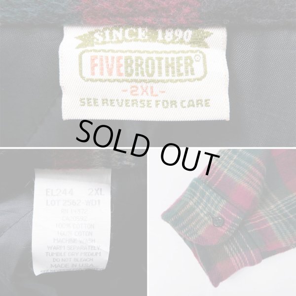 画像4: 90's FIVE BROTHER キルティングライナー ネルシャツ "MADE IN USA / DEADSTOCK" (4)