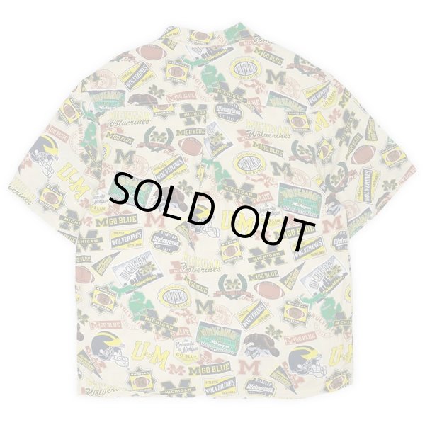 画像2: Early 00's Michigan Wolverines S/S 総柄 レーヨンシャツ (2)