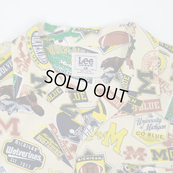 画像4: Early 00's Michigan Wolverines S/S 総柄 レーヨンシャツ (4)