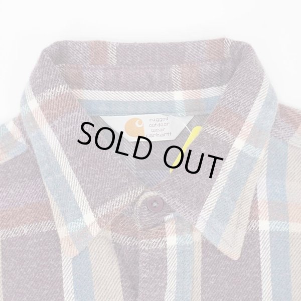 画像3: 80's Carhartt ヘビーネルシャツ "Burgundy Plaid" (3)