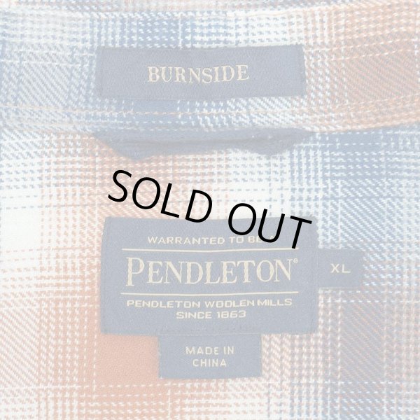 画像2: 00's Pendleton フランネルシャツ "BURNSIDE / Blue Omble Plaid" (2)