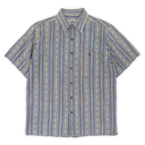 画像1: 90's THE TERRITORY AHEAD S/S マルチストライプ柄 レギュラーカラーシャツ (1)