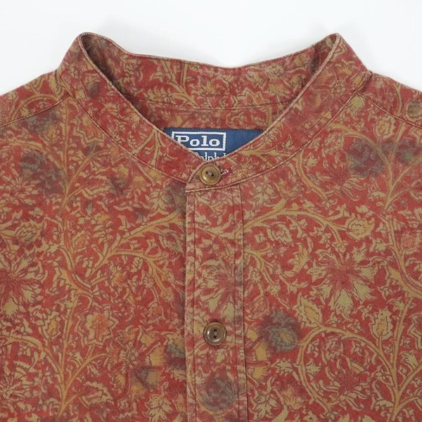 画像3: 90's Polo Ralph Lauren 総柄 マチ付き バンドカラーシャツ (3)