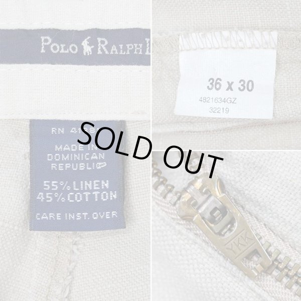 画像3: 90's Polo Ralph Lauren 2タック リネントラウザー "W36 L30" (3)