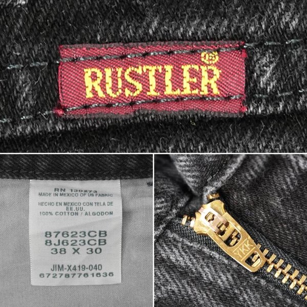 画像3: 00's RUSTLER ブラックデニムパンツ "W38 L30" (3)