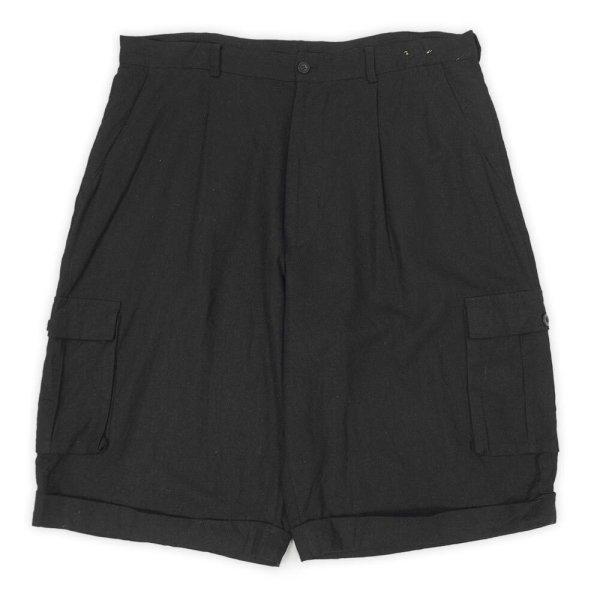 画像1: 00's TRUTUS Blancarra 1タック カーゴショーツ "BLACK / Linen×Rayon" (1)