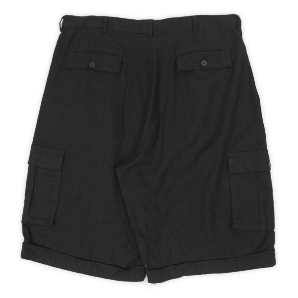 画像2: 00's TRUTUS Blancarra 1タック カーゴショーツ "BLACK / Linen×Rayon" (2)