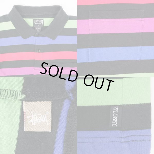 画像3: 00's STUSSY S/S マルチボーダー柄 ポロシャツ (3)