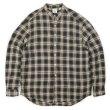 画像1: Early 00's OLD GAP レギュラーカラーシャツ "BLACK Plaid / LINEN × RAYON" (1)