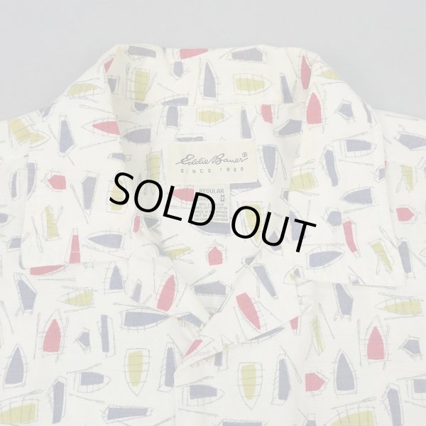 画像3: 90's Eddie Bauer 総柄オープンカラーシャツ "白タグ" (3)