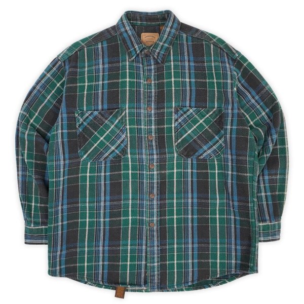 画像1: 90's ST JOHN'S BAY ヘビーネルシャツ "GREEN Plaid" (1)