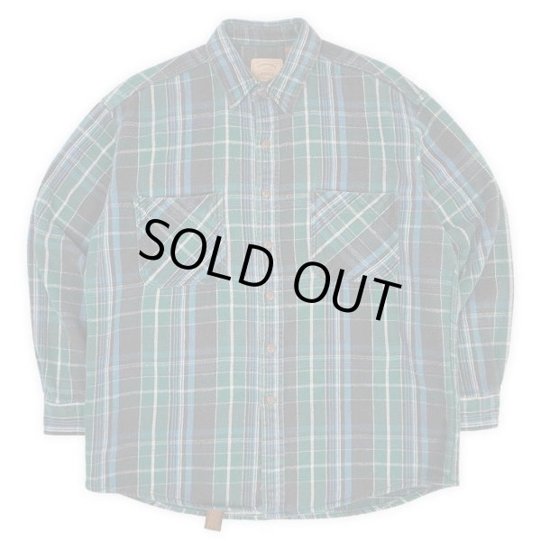 画像1: 90's ST JOHN'S BAY ヘビーネルシャツ "GREEN Plaid" (1)