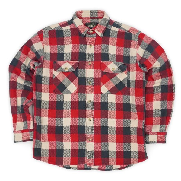 画像1: 90's RED HEAD ブロックチェック柄 ヘビーネルシャツ (1)