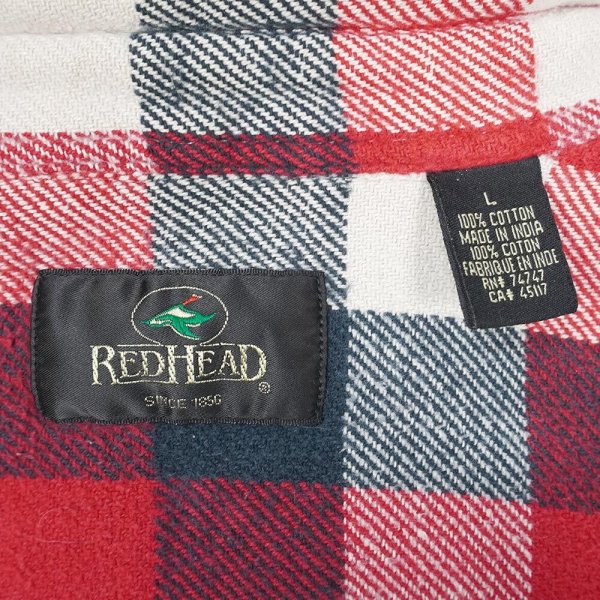 画像2: 90's RED HEAD ブロックチェック柄 ヘビーネルシャツ (2)