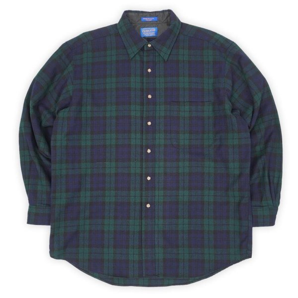 画像1: 90's PENDLETON レギュラーカラー ウールシャツ "MADE IN USA / BLACK WATCH" (1)