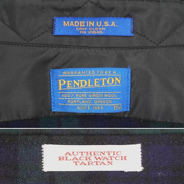 画像2: 90's PENDLETON レギュラーカラー ウールシャツ "MADE IN USA / BLACK WATCH" (2)