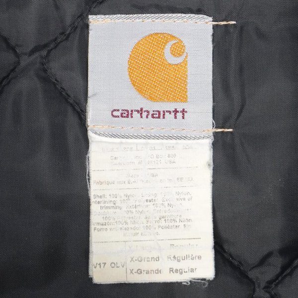 画像2: 90-00's Carhartt ナイロンダックベスト “V17 OLV / MADE IN USA” (2)
