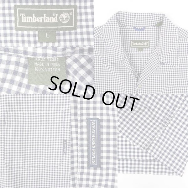画像3: 90's Timberland ギンガムチェック柄 オープンカラーシャツ (3)