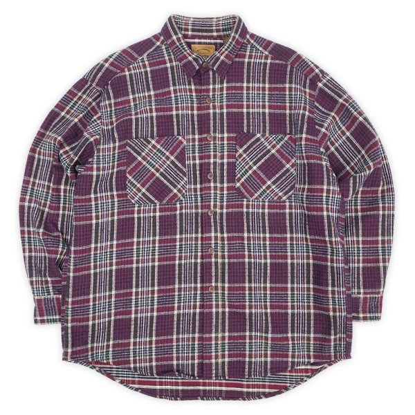 画像1: 90's ST JOHN'S BAY ヘビーネルシャツ "BURGUNDY Plaid" (1)