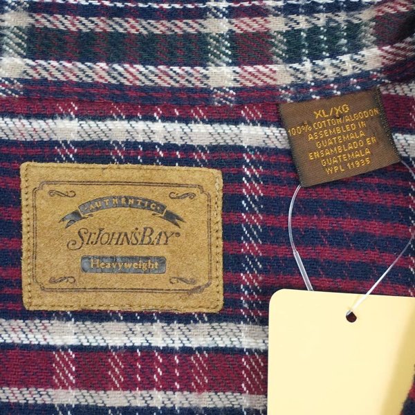 画像2: 90's ST JOHN'S BAY ヘビーネルシャツ "BURGUNDY Plaid" (2)