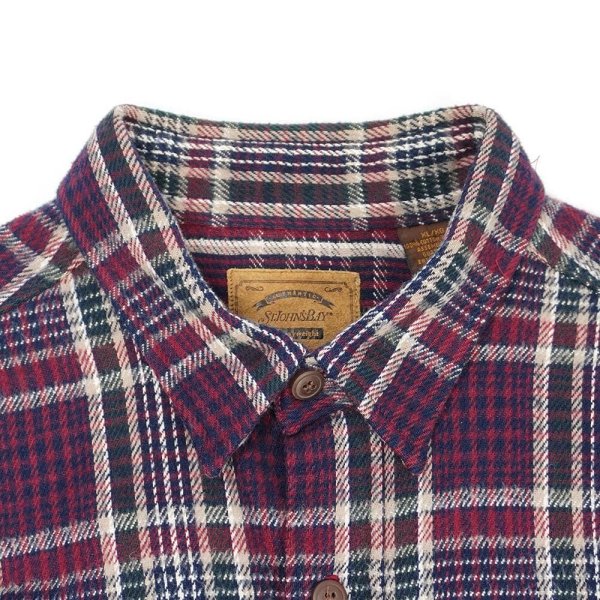 画像3: 90's ST JOHN'S BAY ヘビーネルシャツ "BURGUNDY Plaid" (3)