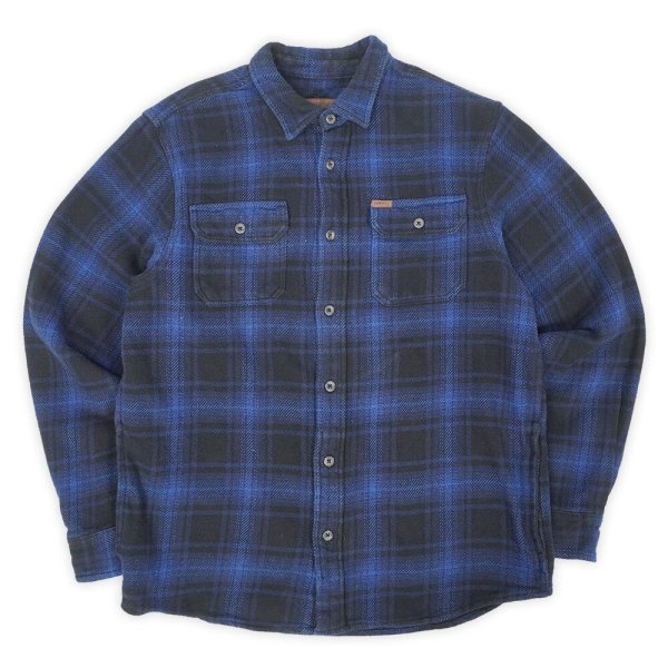 画像1: 00's ORVIS ヘビーネルシャツ "Black×Blue Ombre Plaid" (1)