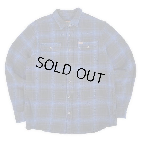 画像1: 00's ORVIS ヘビーネルシャツ "Black×Blue Ombre Plaid" (1)