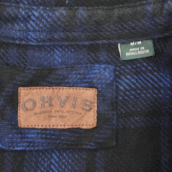 画像2: 00's ORVIS ヘビーネルシャツ "Black×Blue Ombre Plaid" (2)