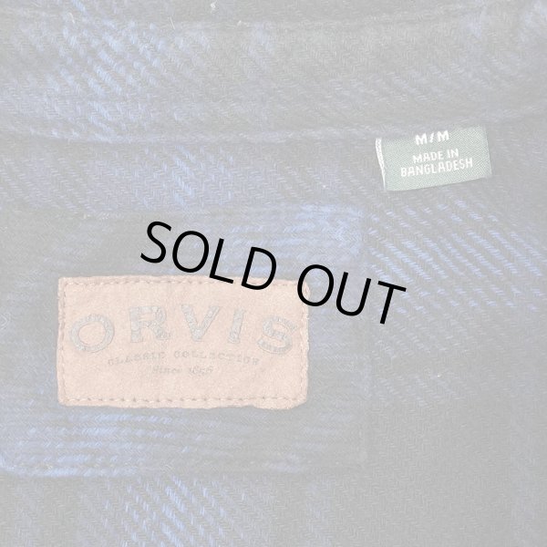 画像2: 00's ORVIS ヘビーネルシャツ "Black×Blue Ombre Plaid" (2)