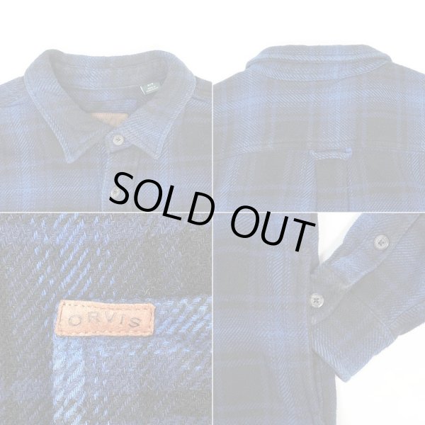 画像3: 00's ORVIS ヘビーネルシャツ "Black×Blue Ombre Plaid" (3)