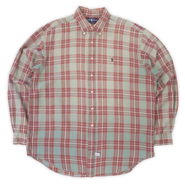 画像1: Early 90's Polo Ralph Lauren ボタンダウンシャツ “Gray×Red Plaid” (1)