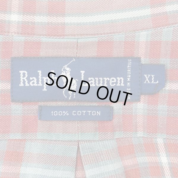 画像2: Early 90's Polo Ralph Lauren ボタンダウンシャツ “Gray×Red Plaid” (2)