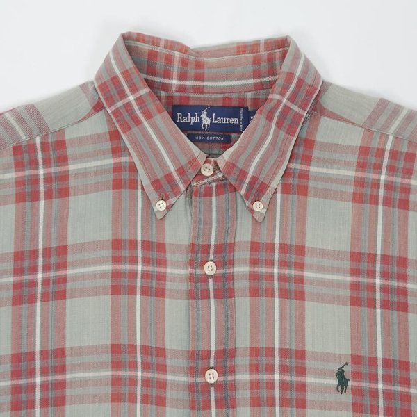 画像3: Early 90's Polo Ralph Lauren ボタンダウンシャツ “Gray×Red Plaid” (3)
