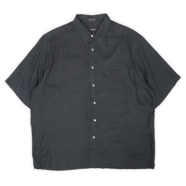 画像1: 00's DKNY S/S リネンシャツ “BLACK” (1)