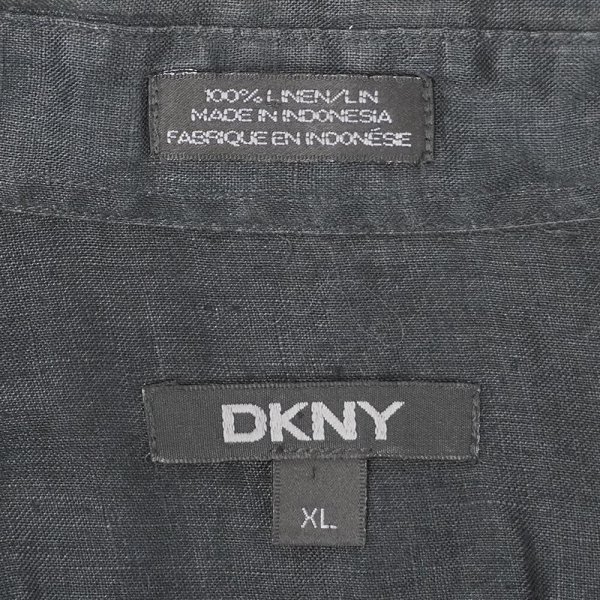 画像2: 00's DKNY S/S リネンシャツ “BLACK” (2)